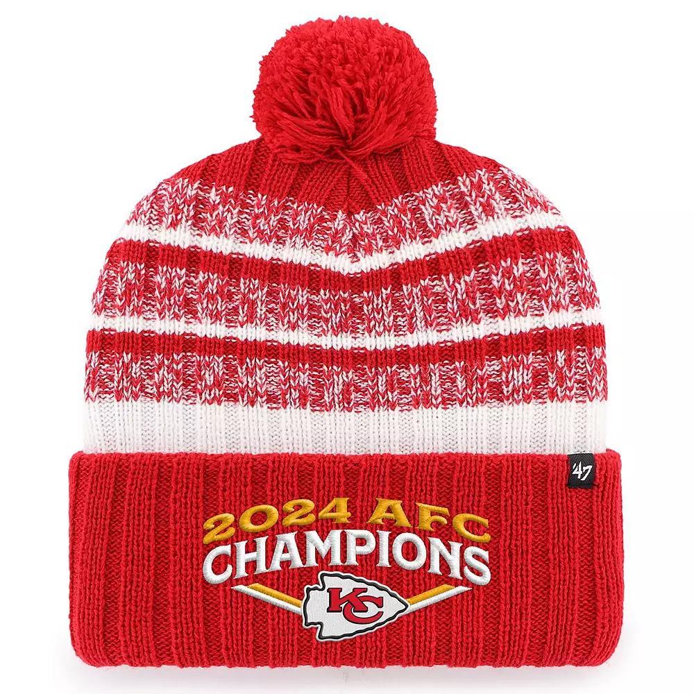 Men's '47 Red Kansas City Chiefs 2024 AFC Champions Tavern Cuffed Knit Hat with Pom Product Image