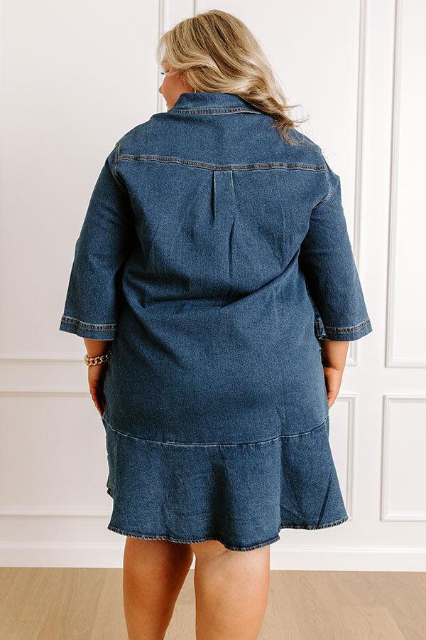 Simply Sweet Denim Mini Dress Curves Product Image
