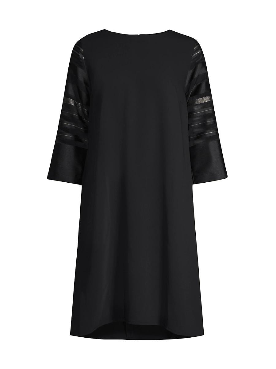 Caroline Rose Sheer Stripe Sleeve Crepe Shift Dress Product Image