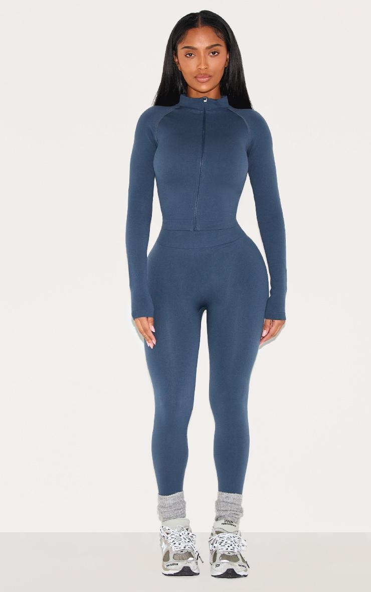 Shape Navy Seamless Active Zip Through Jacket Product Image