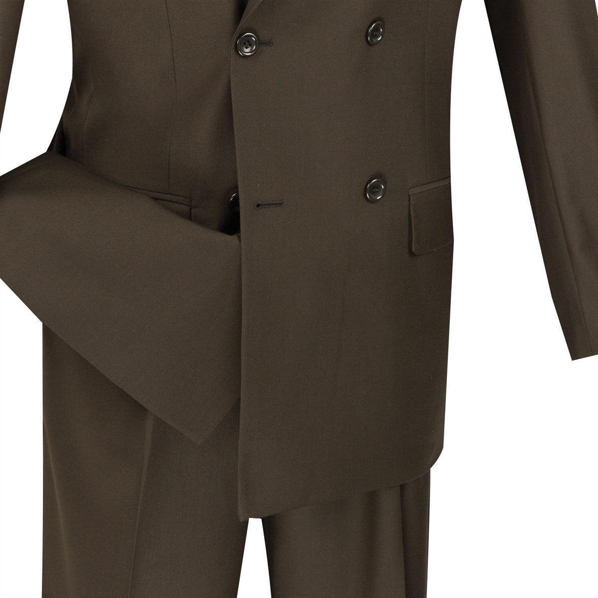 Ramses Collection - Brown Regular Fit Double Breasted 2 Piece Suit with Adjustable Waistband Pants Product Image