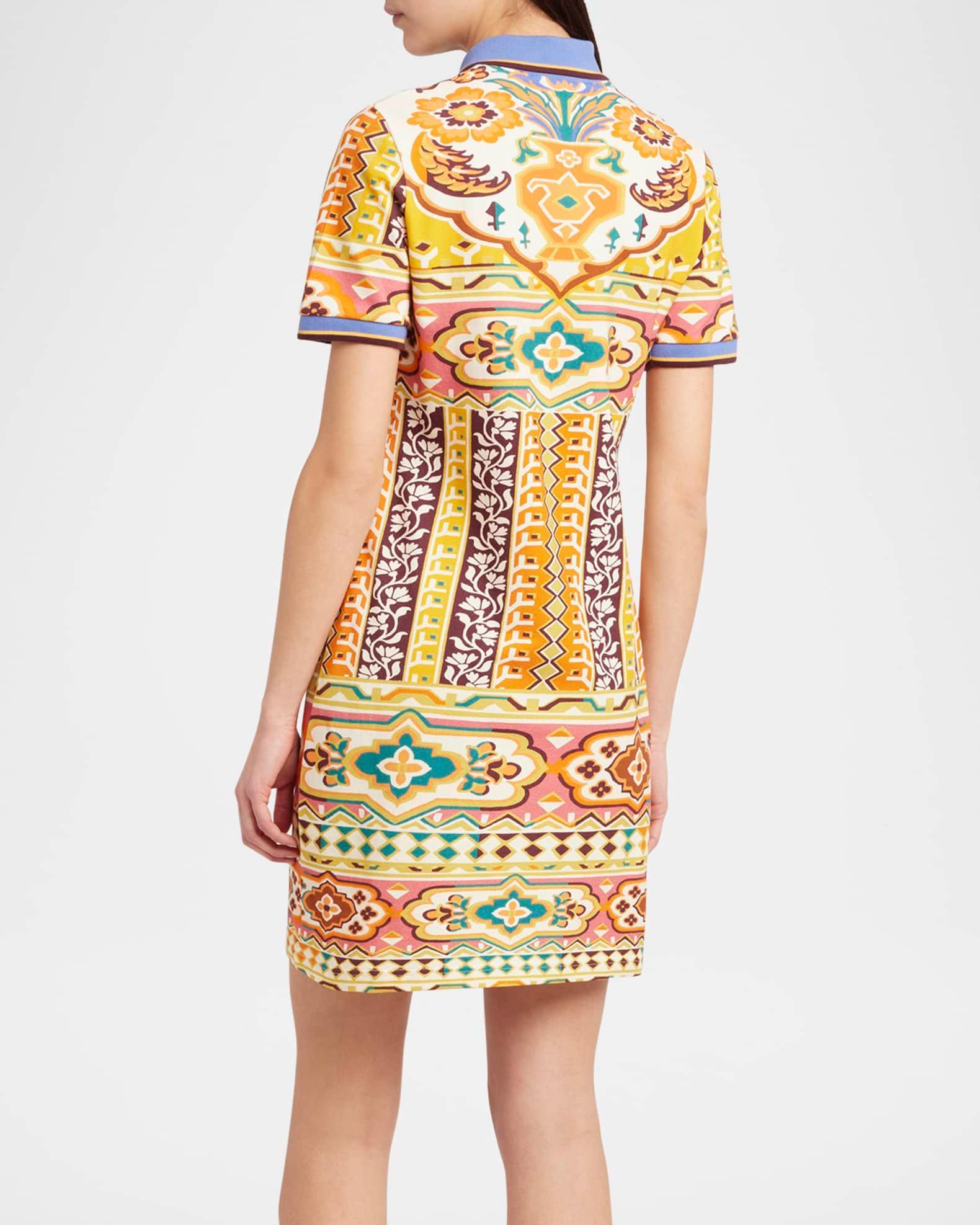 Tapestry Short-Sleeve Mini Polo Dress Product Image