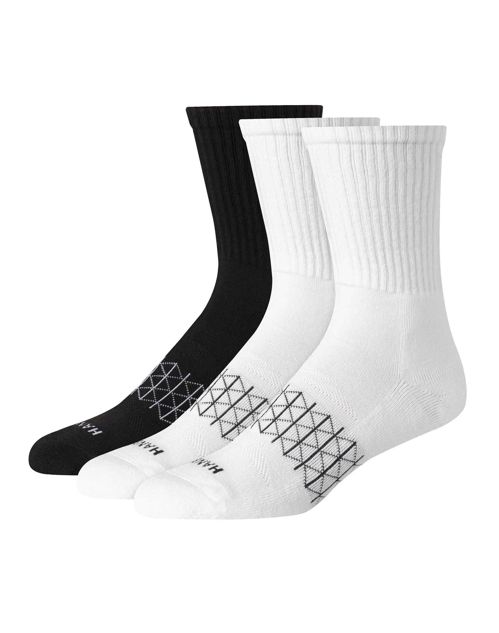 Hanes Mens 3pk Absolute Active Cushioned Crew Socks 6-12: Arch Support Product Image