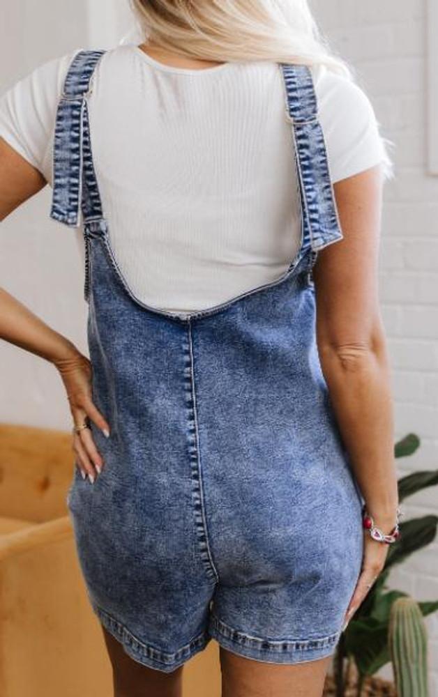 Dear-Lover® Ladies' Dusk Blue Sleeveless Overalls Denim Romper Product Image