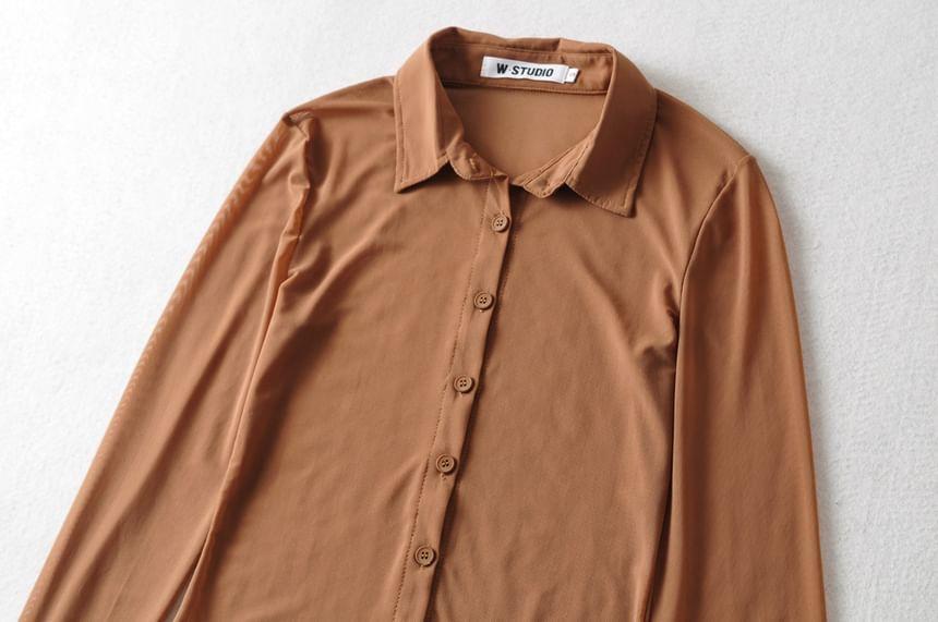 Long-Sleeve Plain Shirt Product Image
