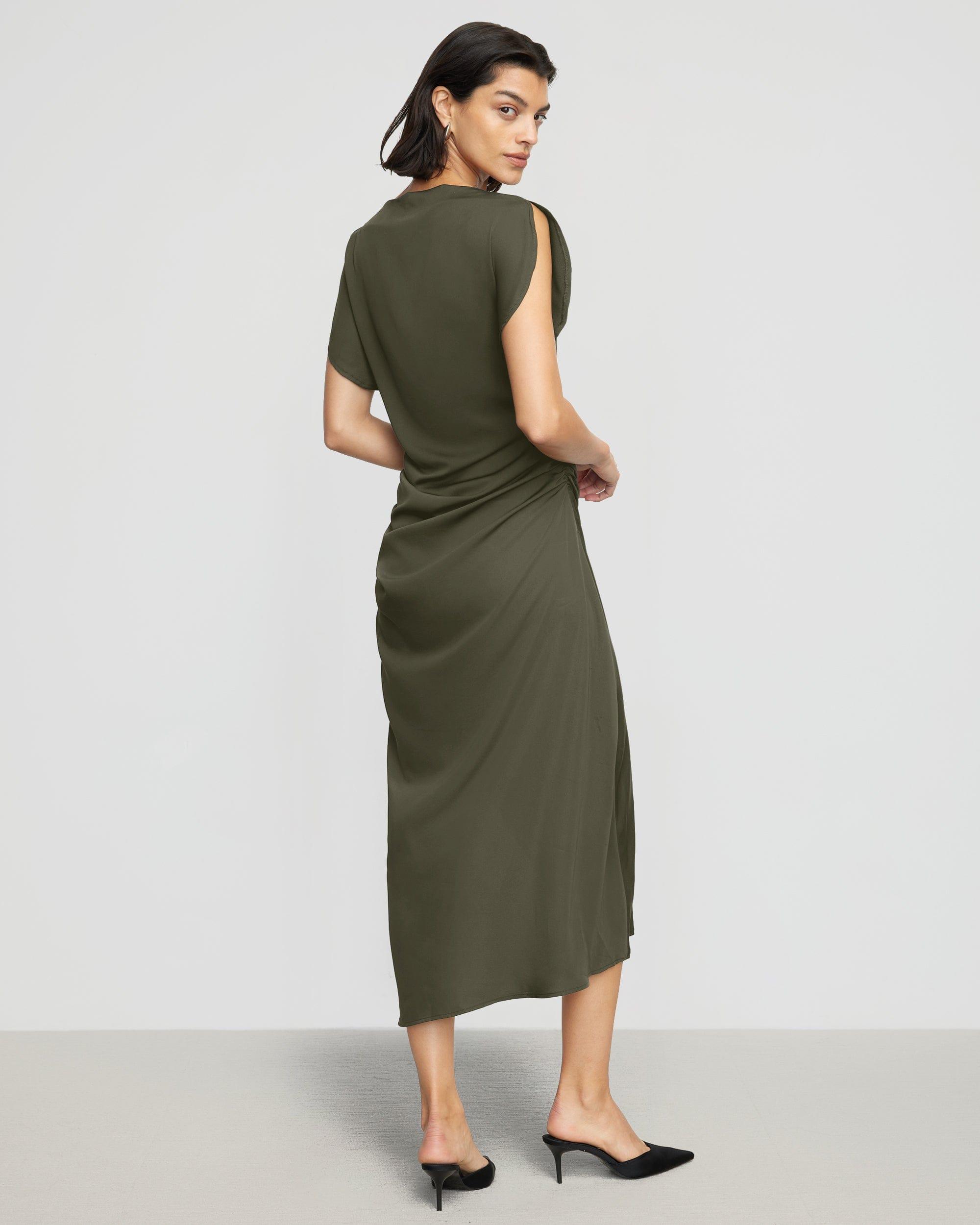 Yuyan Ruched-Waist Side-Slit Dress Product Image