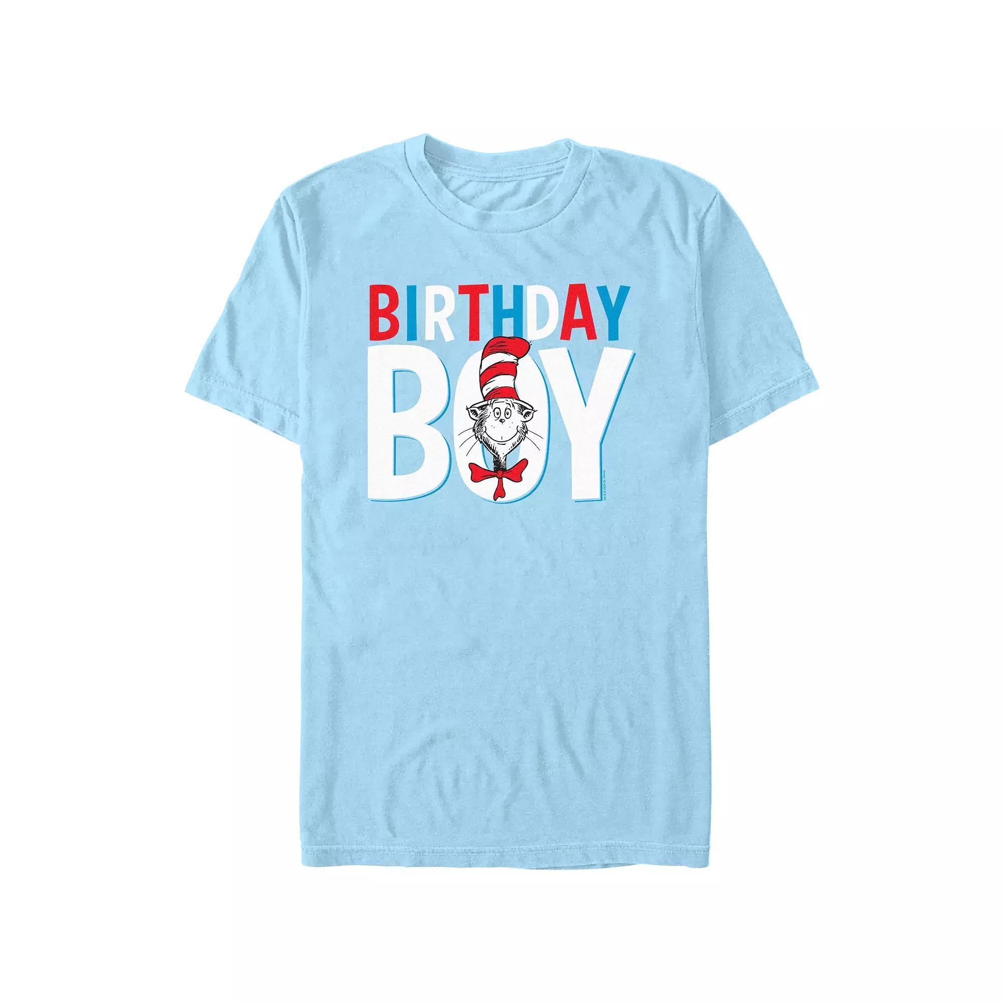 Men's Dr. Seuss The Cat In The Hat Birthday Boy Graphic Tee, Size: Small, Light Blue Product Image