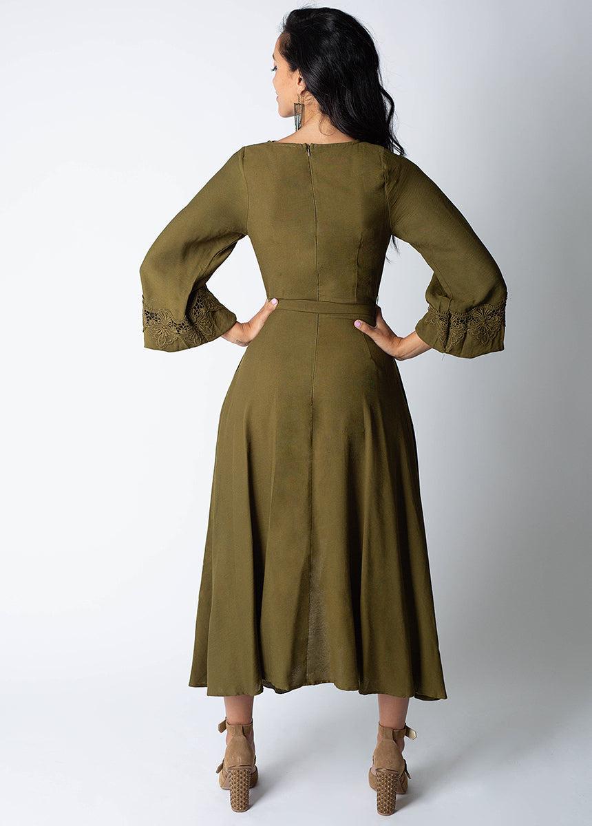 Felicite Dress in Army Green Female Product Image