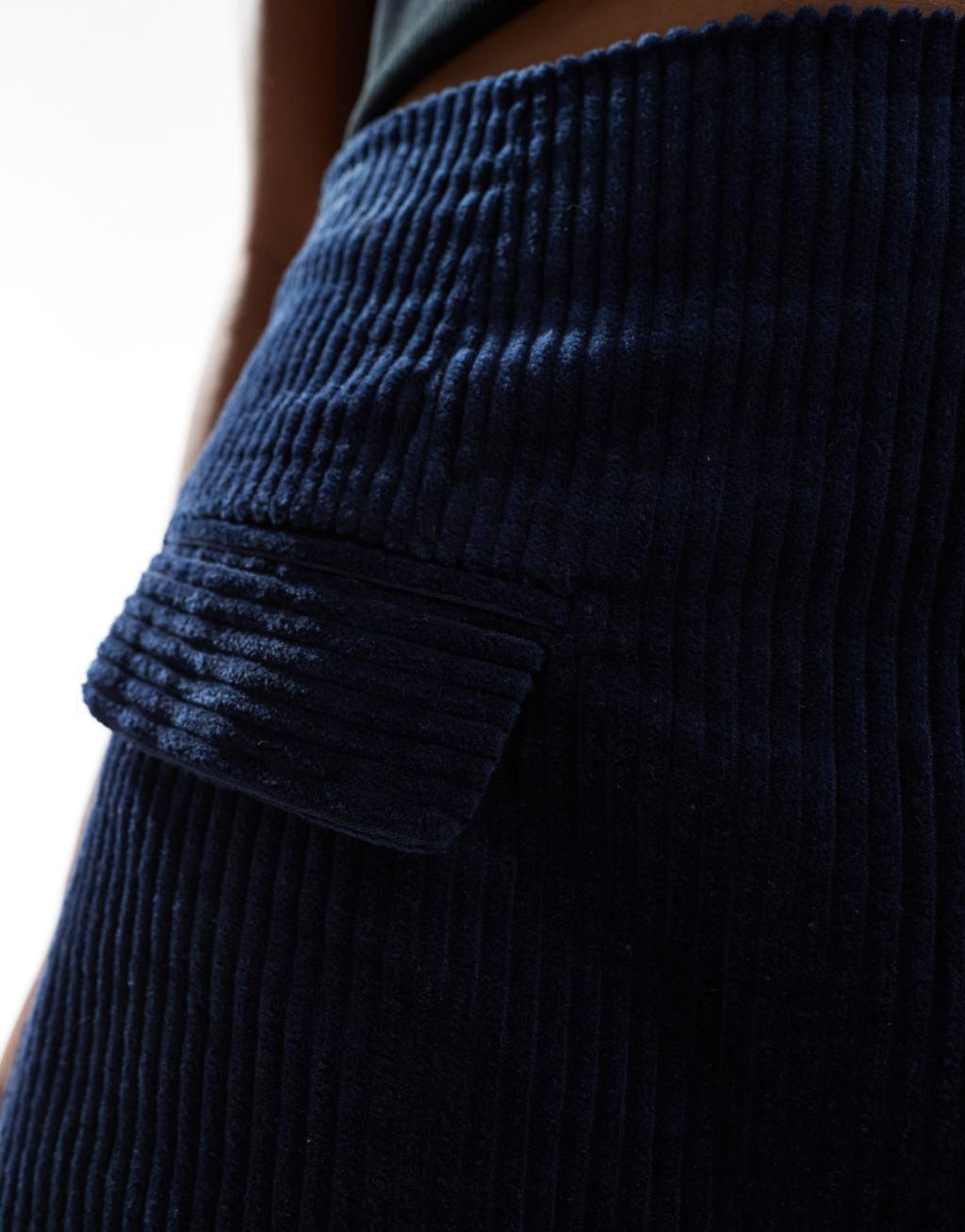ASOS DESIGN pocket detail cord skirt in navy Product Image
