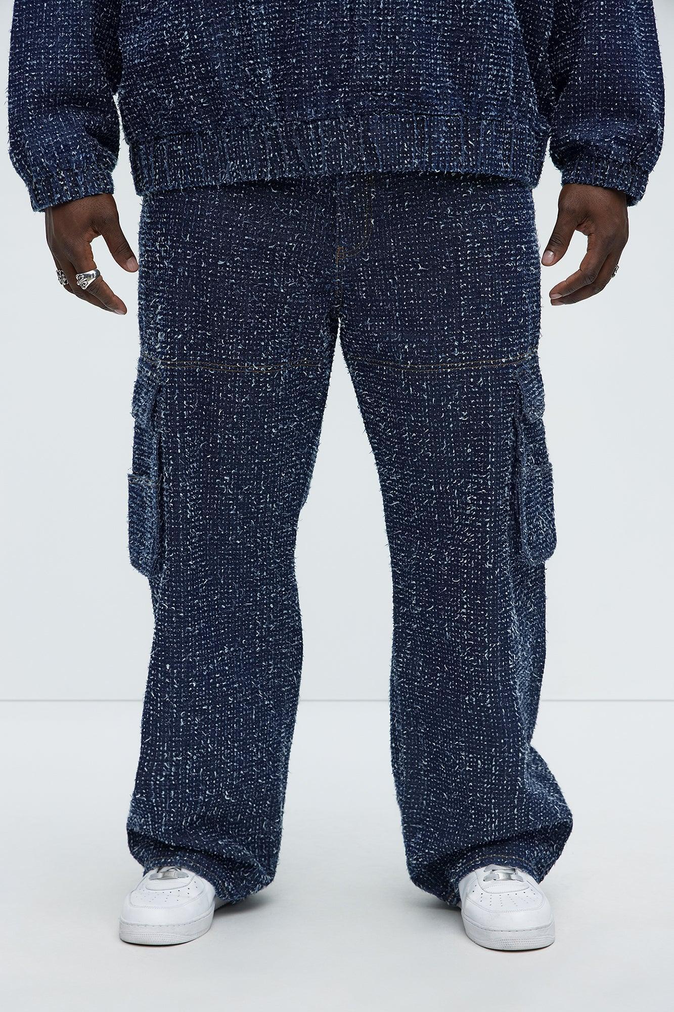 Unleaded Distressed Relaxed Cargo Jeans - Indigo Product Image