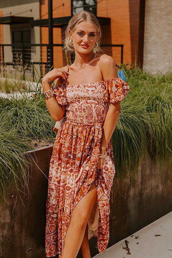 Chasing Sunsets Smocked Floral Midi Product Image