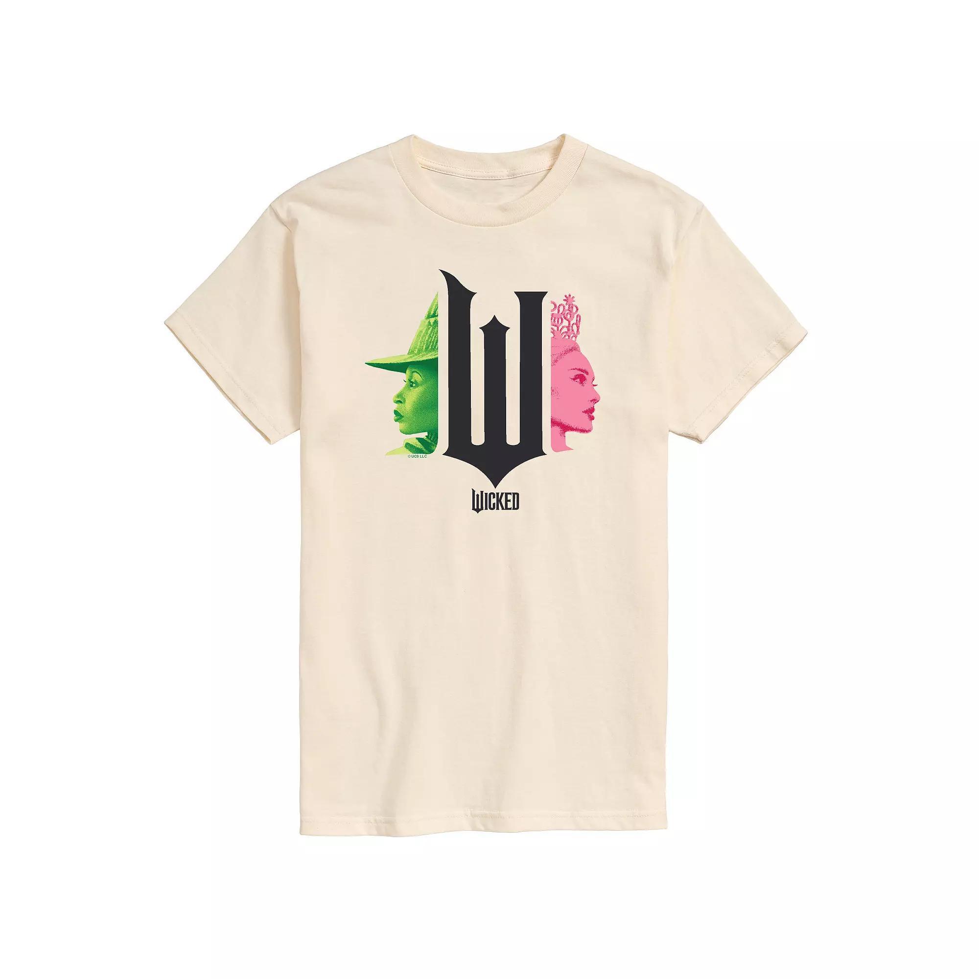 Men's Wicked Elphaba & Glinda Graphic Tee, Size: Large, Ivory Product Image