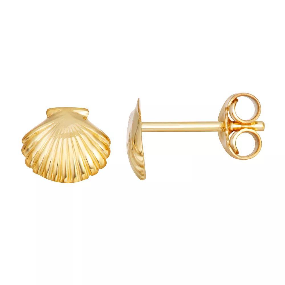 Au Naturale 14k Yellow Gold Shell Stud Earrings, Women's, 14k Gold Product Image
