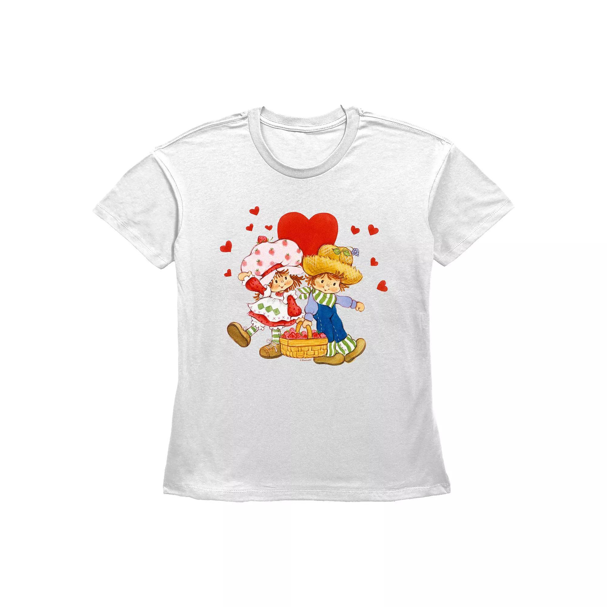 Women's Strawberry Shortcake And Huckleberry Pie Love Graphic Tee, Size: XXL, White Product Image
