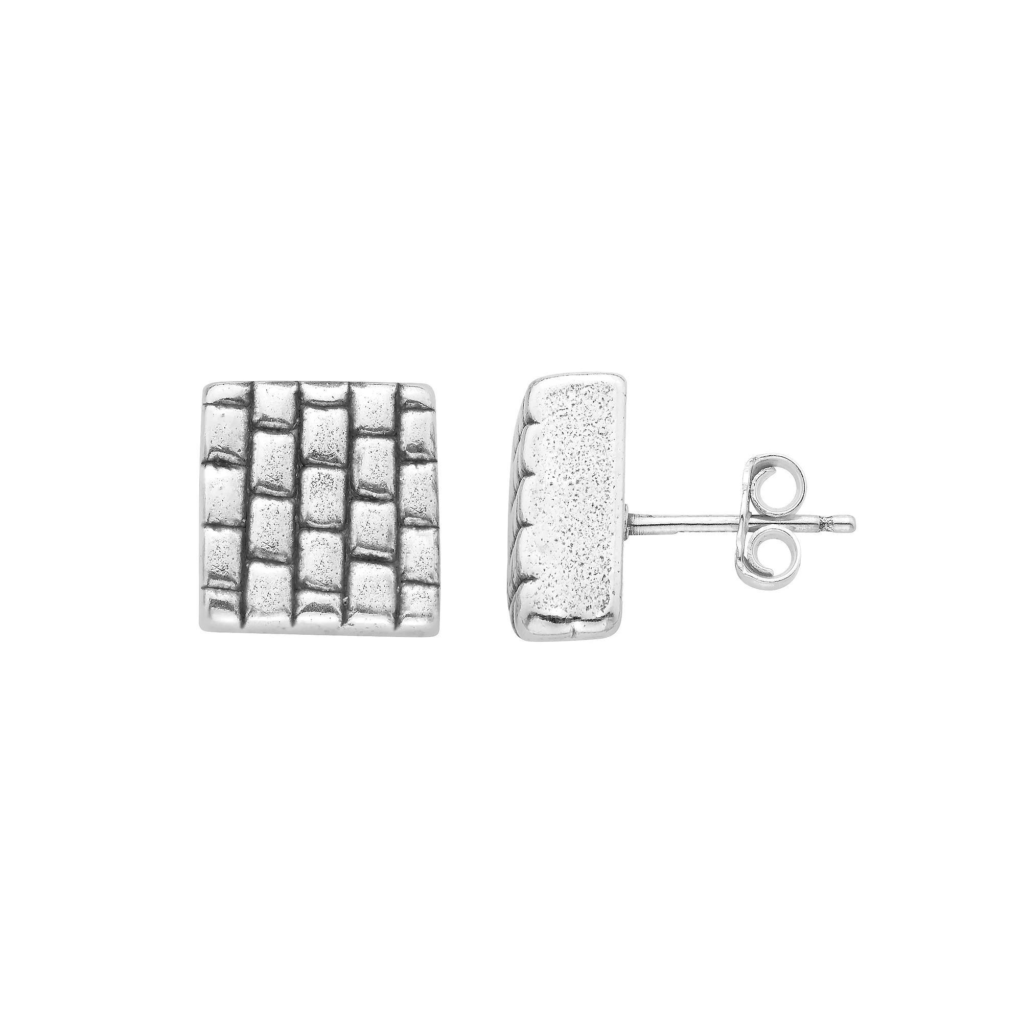 Sterling Silver Square Stud Earrings, Women's Product Image