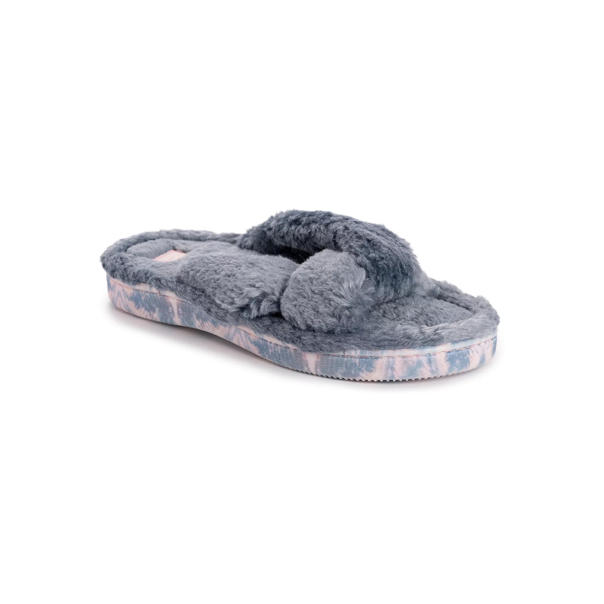 MUK LUKS Lesedi Shearling Womens Slide Slippers Blue Product Image