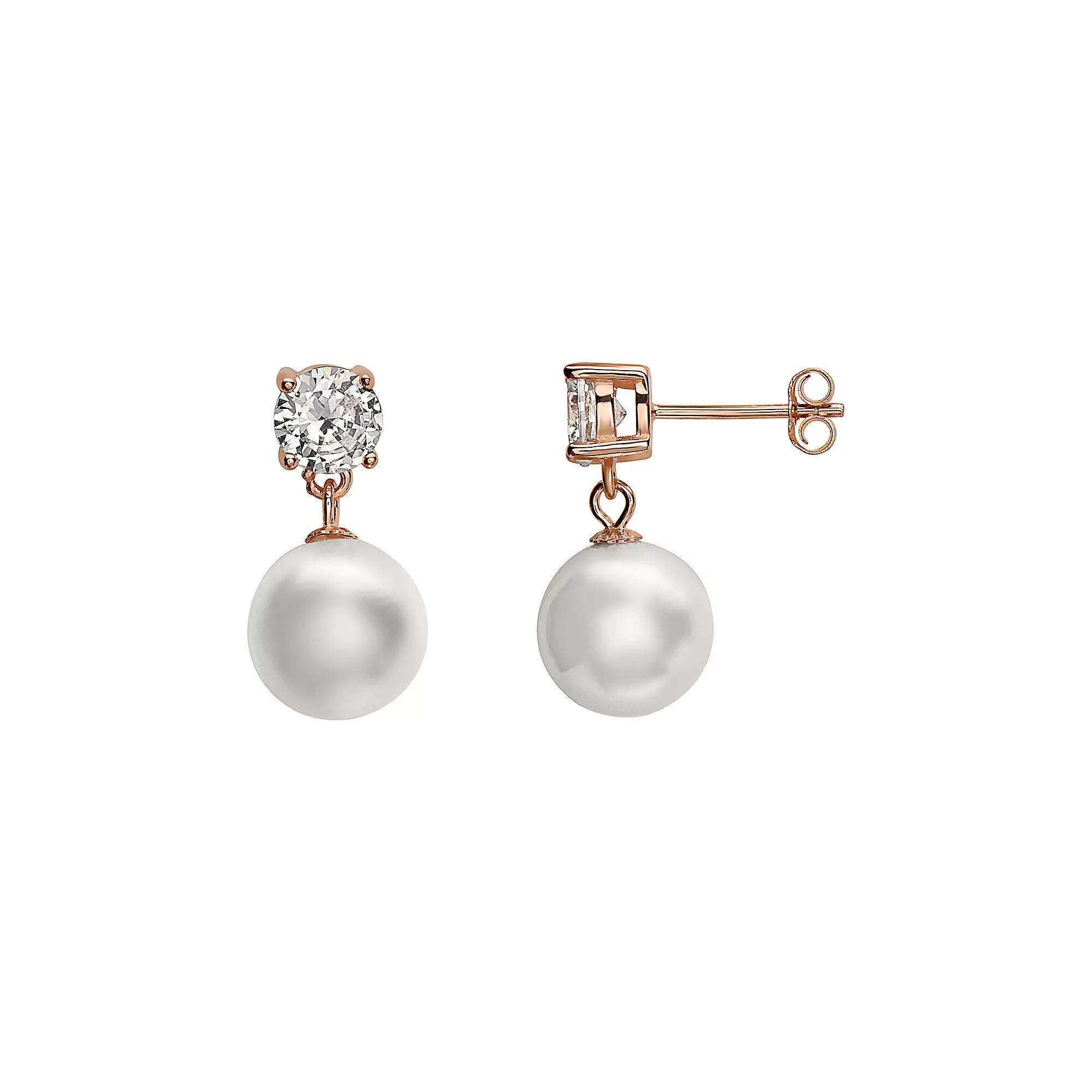 18k Gold Over Silver Freshwater Cultured Pearl Drop Earrings, Womens, Pink Tone Product Image