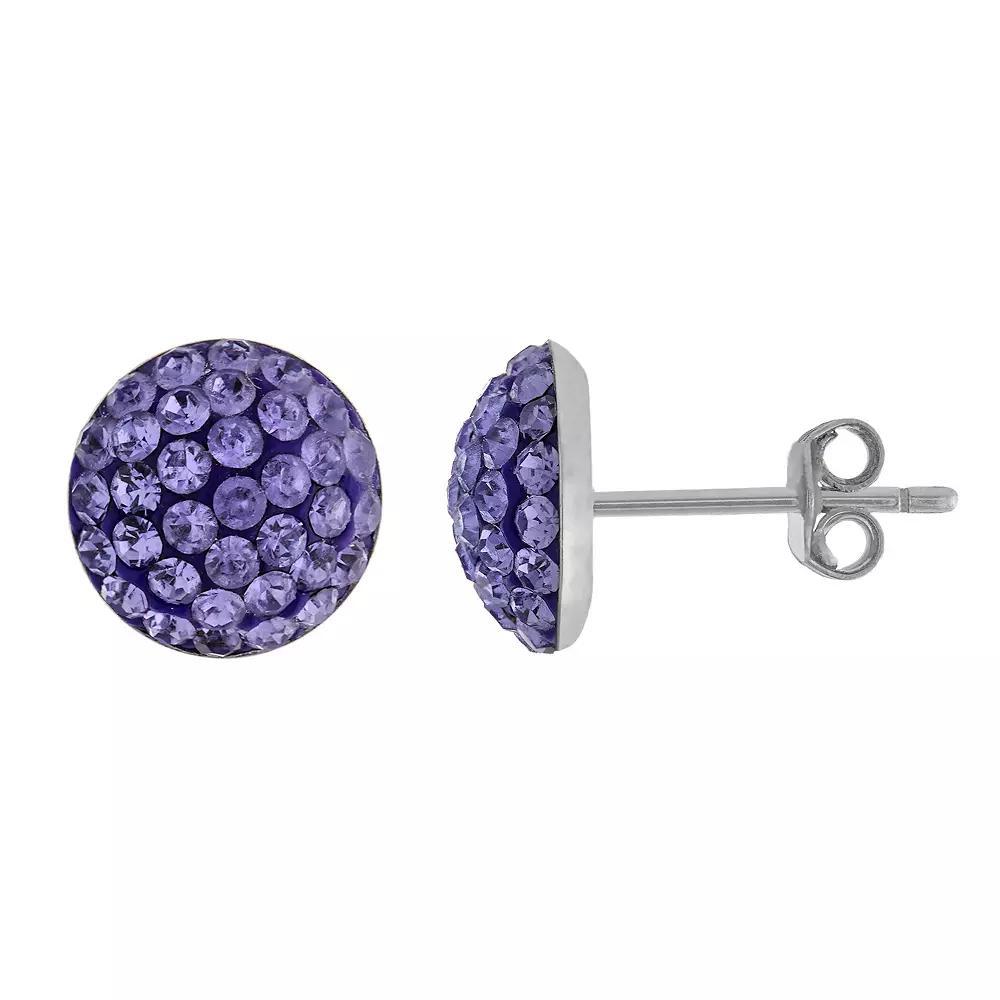 Main and Sterling Sterling Silver Crystal Half Ball Stud Earrings, Women's, Size: 9MM, Purple Product Image