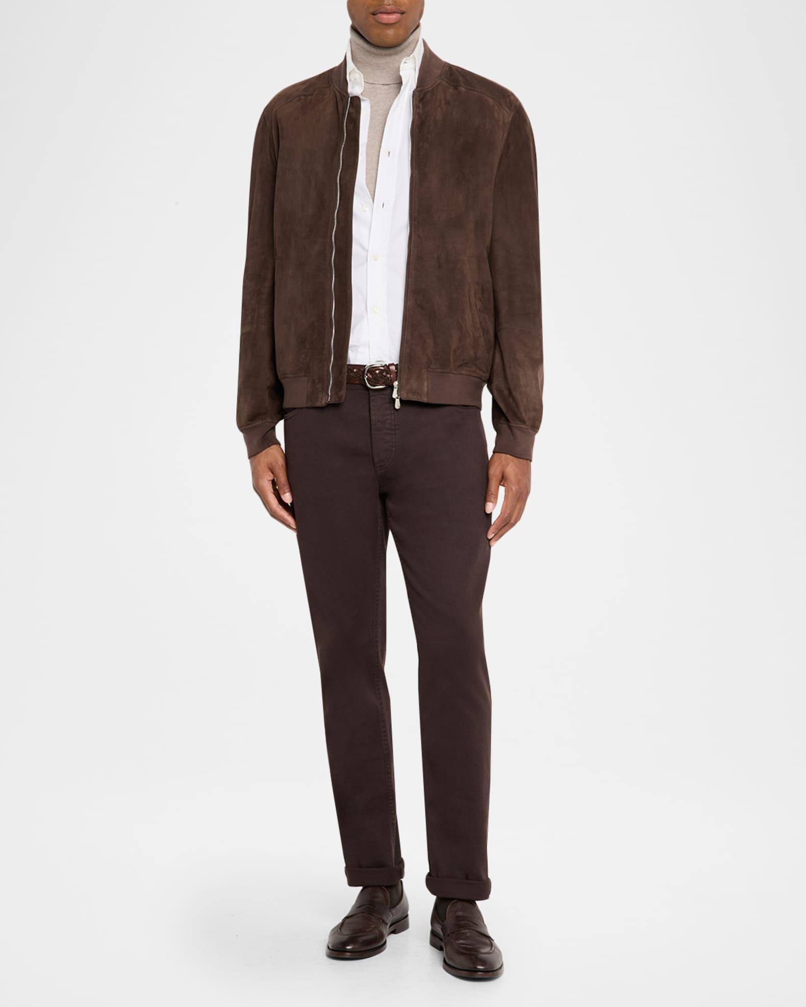 Men's Suede Full-Zip Bomber Jacket Product Image