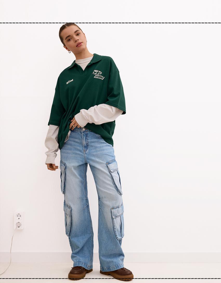 Multi-pocket cargo jeans Product Image