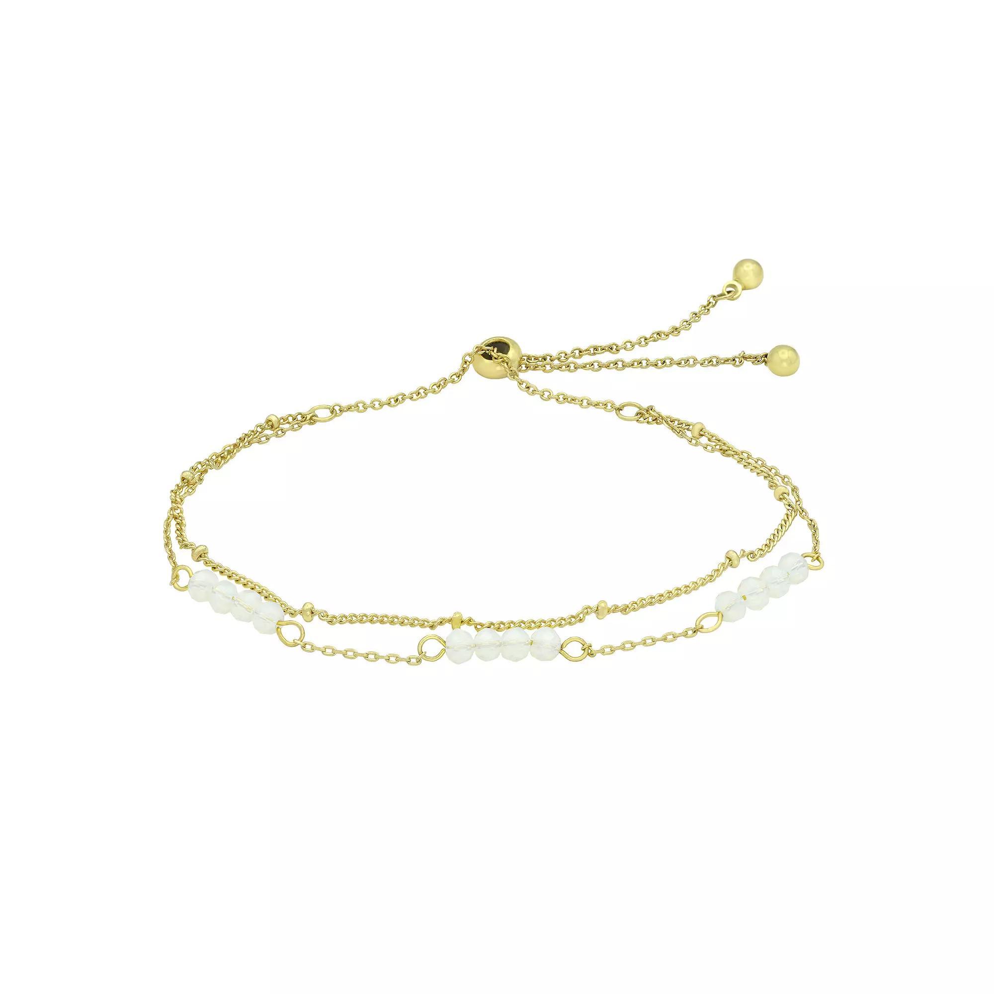 City Luxe Gold Tone Crystal Birthstone Double Strand Adjustable Bracelet, Women's, Size: 4-10" ADJ, October Gold Tone Product Image