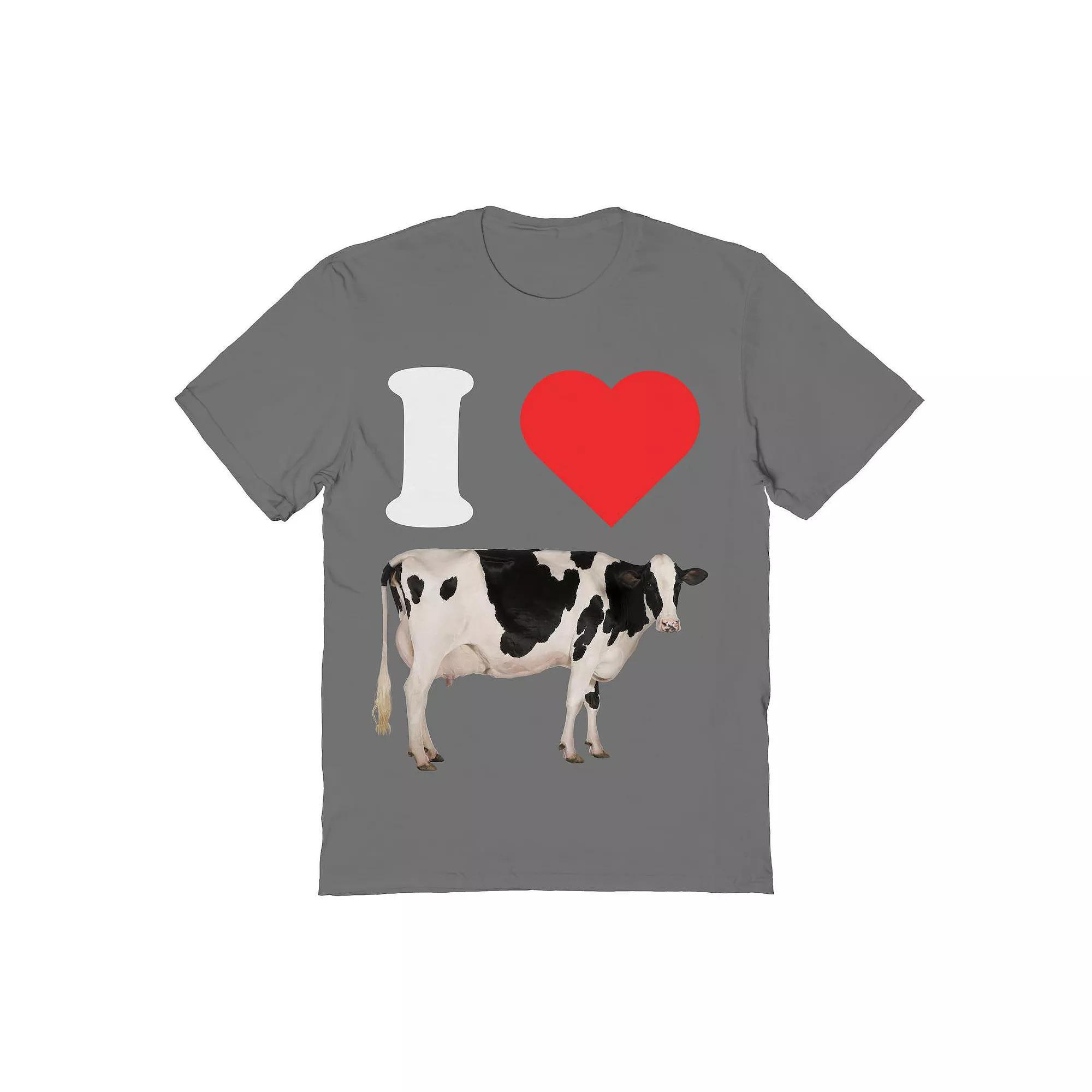 Men's I Heart Cow Valentine's Day Graphic Tee, Size: Medium, Grey Product Image