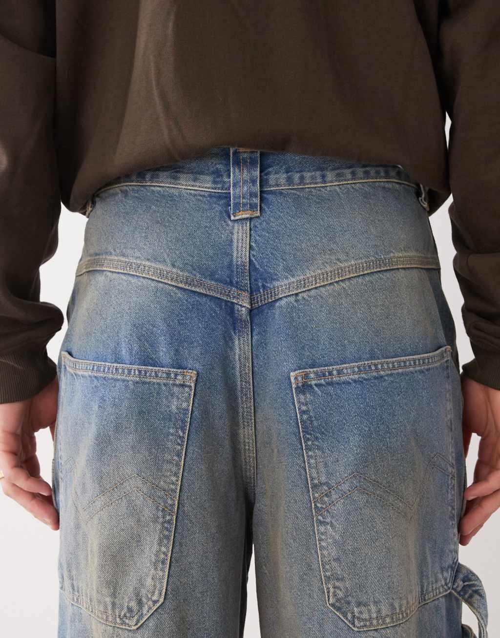 COLLUSION baggy carpenter jeans in dirty wash Product Image
