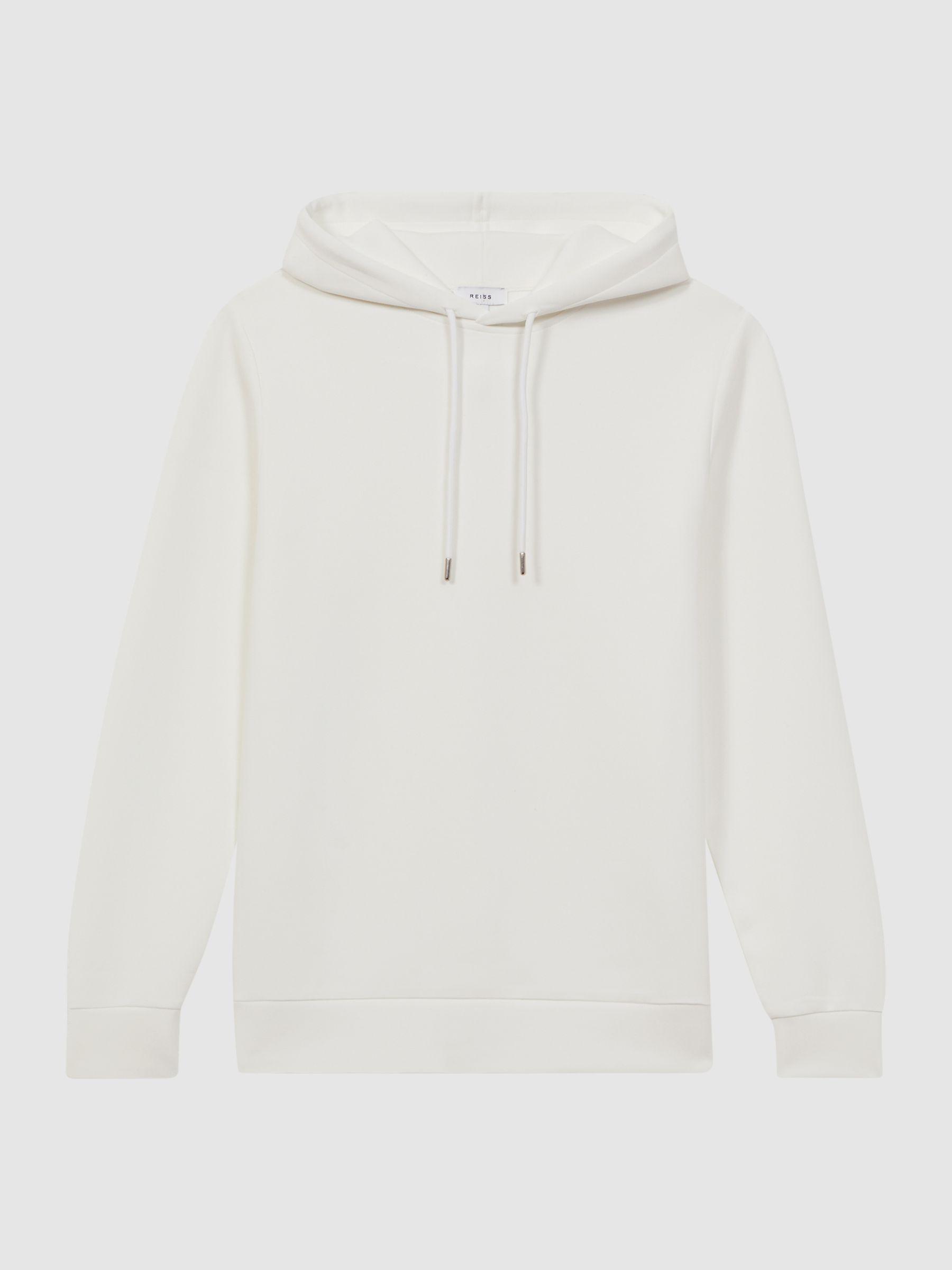 Interlock Jersey Drawstring Hoodie in White Product Image