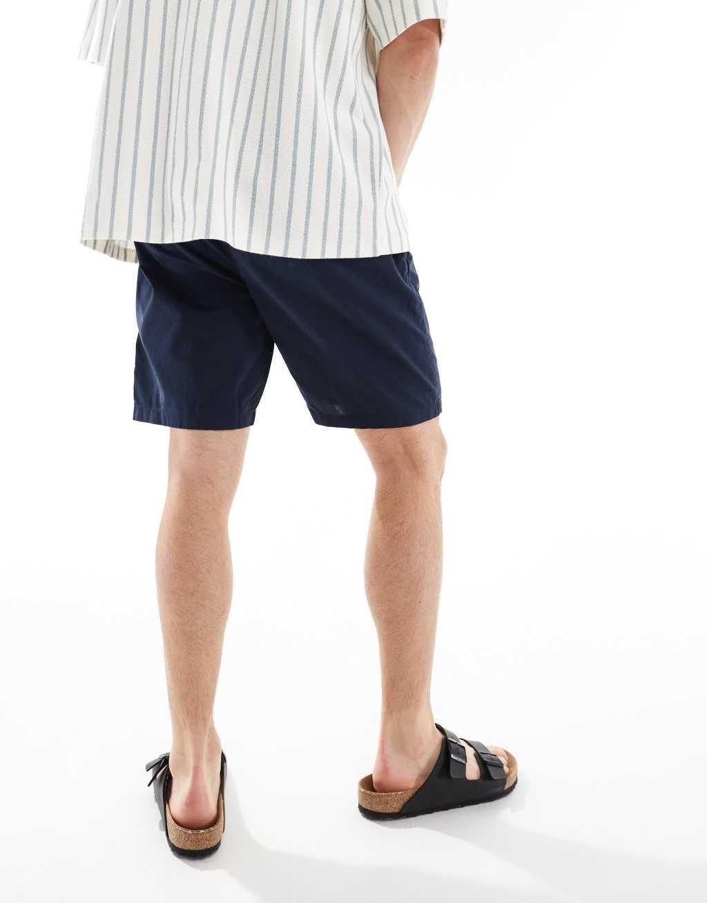 Brave Soul lightweight cotton elastic waist shorts in navy Product Image