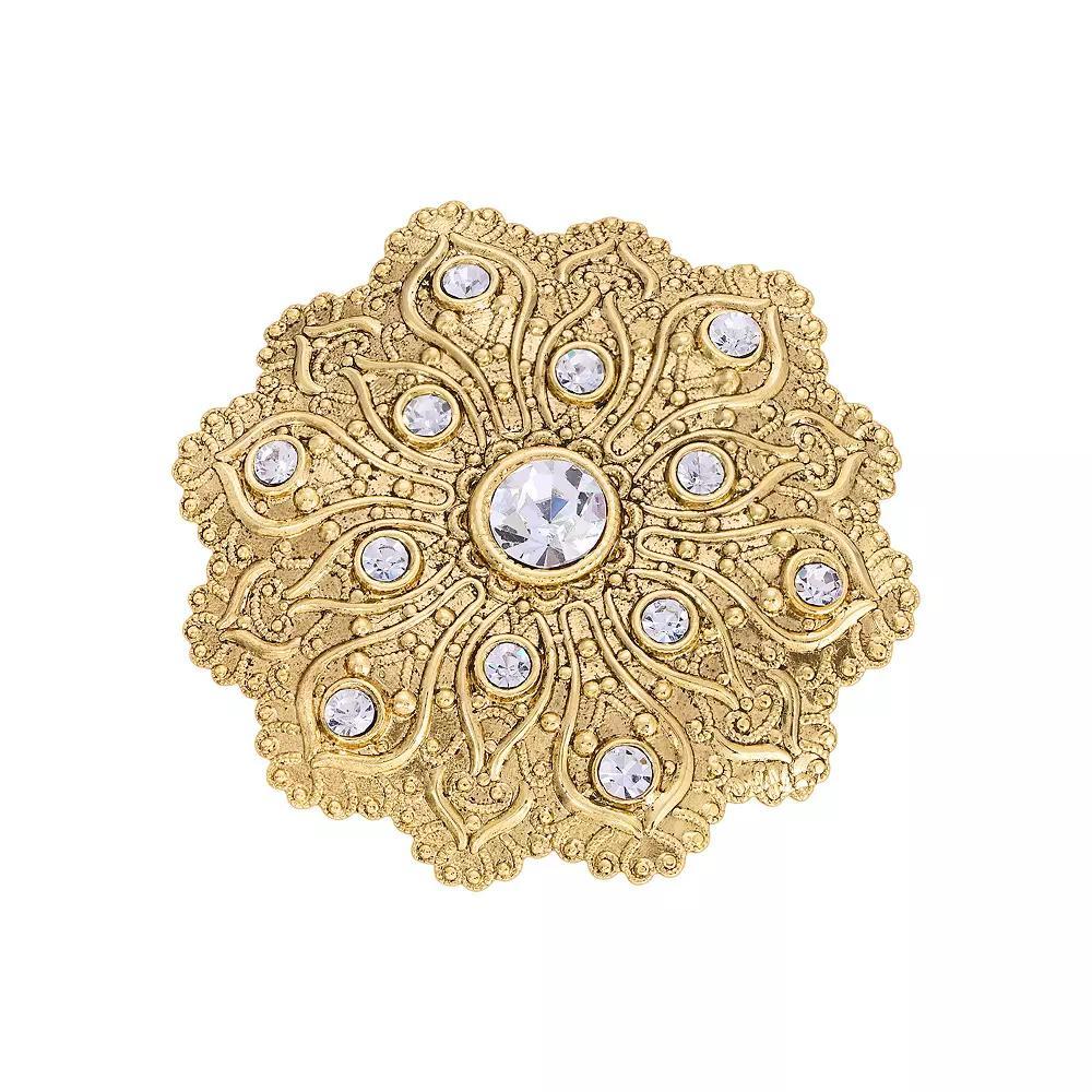 1928 Gold Tone Flower Crystal Pin, Womens, Red Product Image