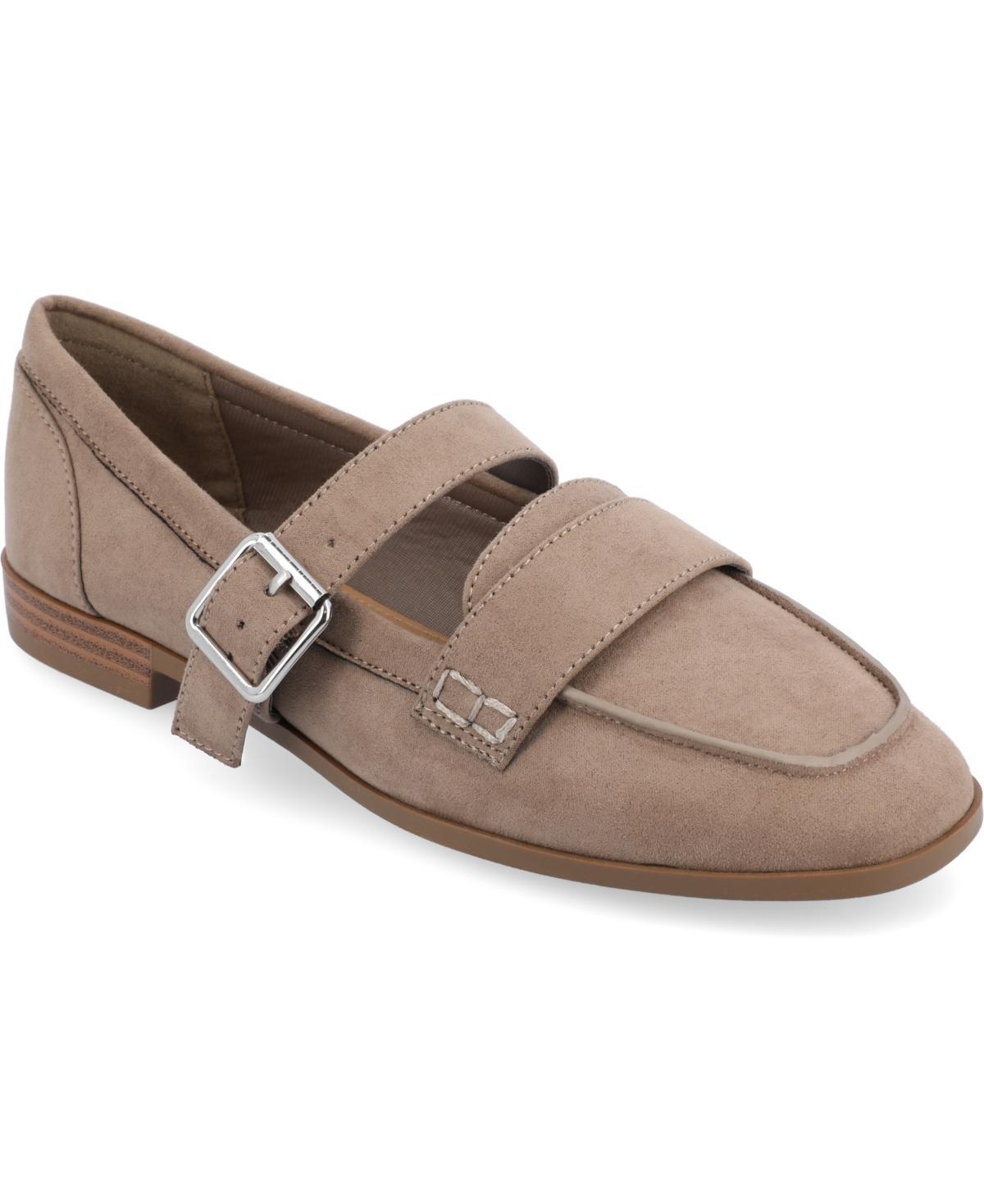 Womens Journee Collection Tru Comfort Foam Caspian Square Toe Loafer Flats Brown Suede Product Image