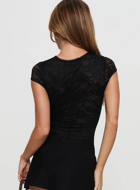 Hold My Breath Lace Bodysuit Black Product Image