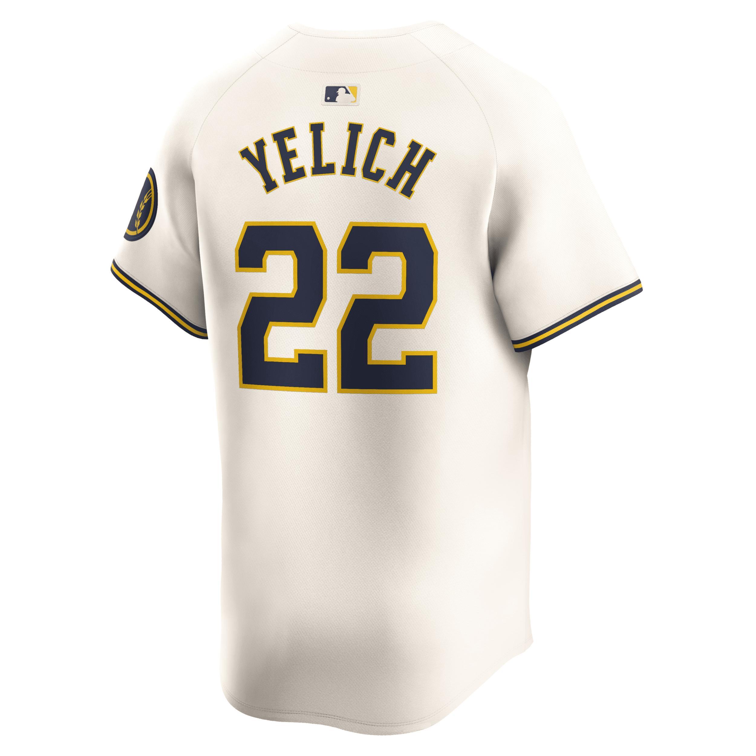 Men's Nike Christian Yelich Cream Milwaukee Brewers Home Limited Player Jersey, Size: 2XL, Beige Product Image