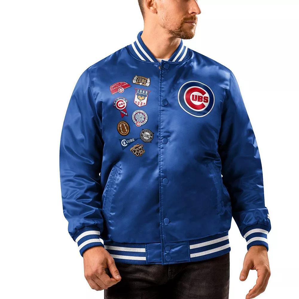 Men's Starter Royal Chicago Cubs Patch Full-Snap Jacket, Size: 2XL, Blue Product Image