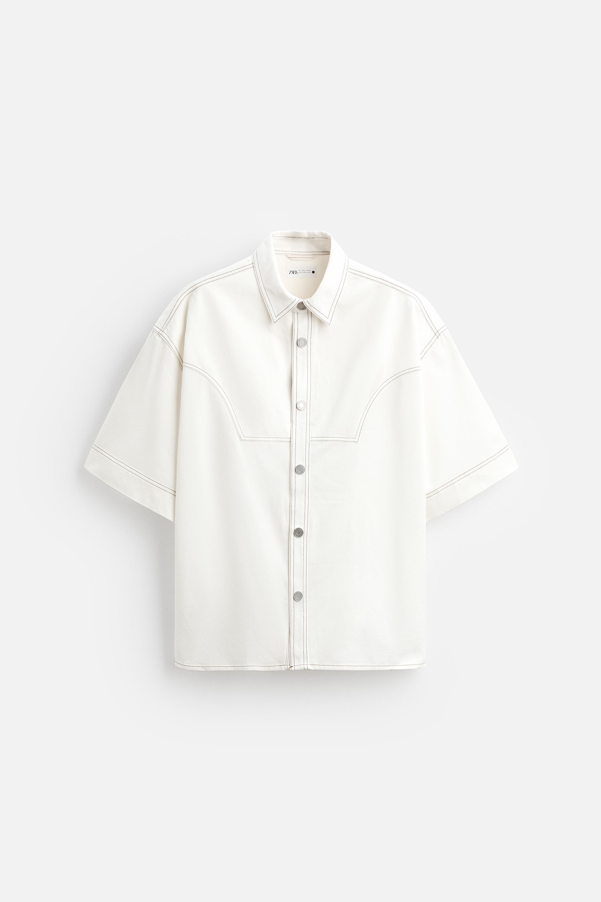 COTTON - LYOCELL TOPSTITCHING SHIRT Product Image