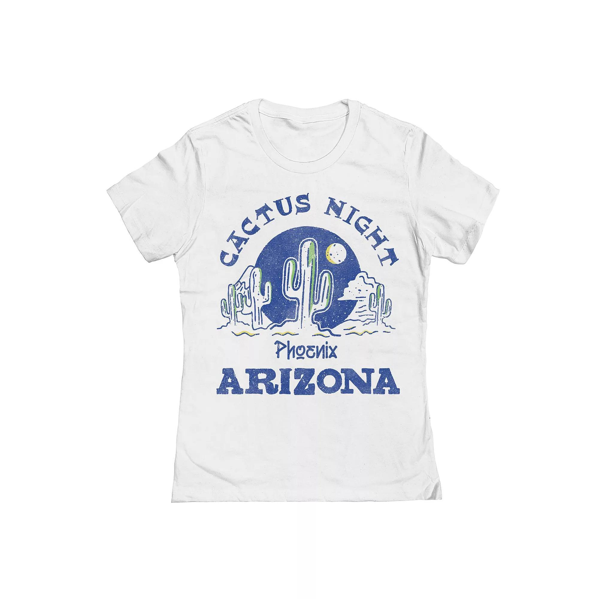 Junior's Cactus Night Arizona Womens Graphic Tee, Girl's, Size: XXL, White Product Image