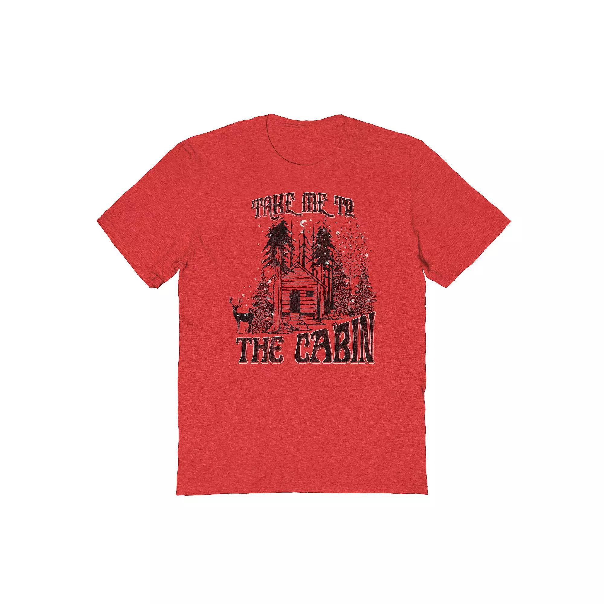 Men's Take Me To The Cabin Christmas Graphic Tee, Women's, Size: Small, Grey Red Product Image
