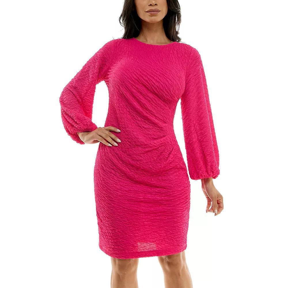 Women's Nina Leonard Puckered Knit Sheath Dress, Size: Large, Pink Product Image