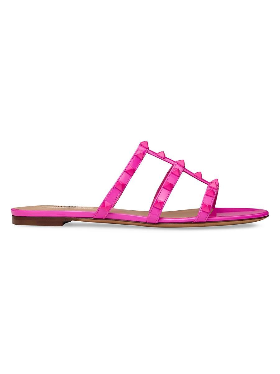 Womens Rockstud Patent Leather Slides Product Image