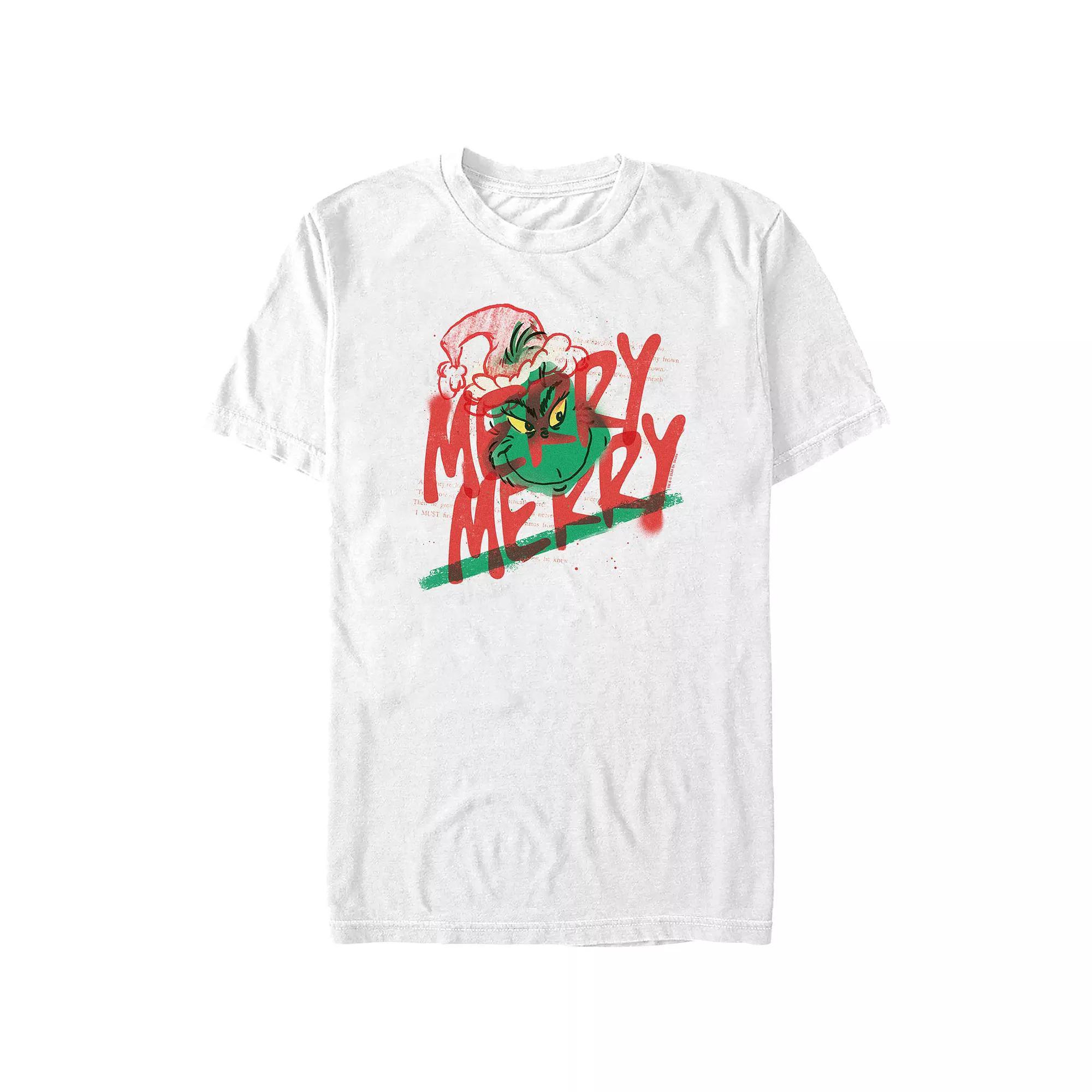 Big & Tall Dr. Seuss Grinch Merry Merry Graphic Tee, Men's, Size: Large, White Product Image