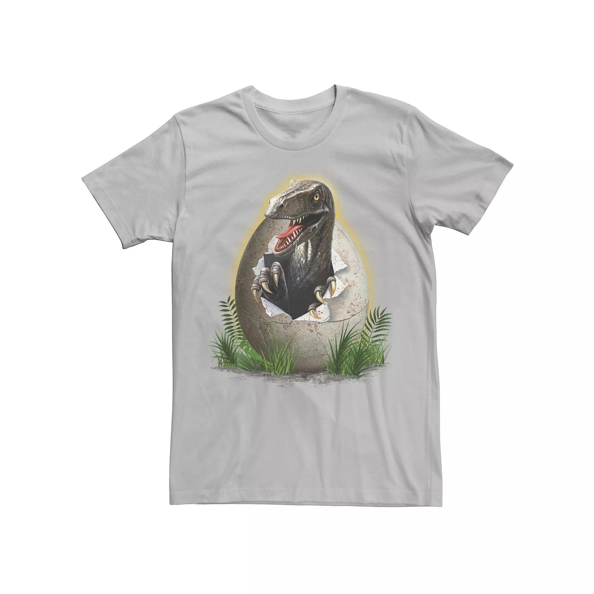 Men's Jurassic Park Raptor Breaking The Egg Graphic Tee, Size: XL, Silver Product Image