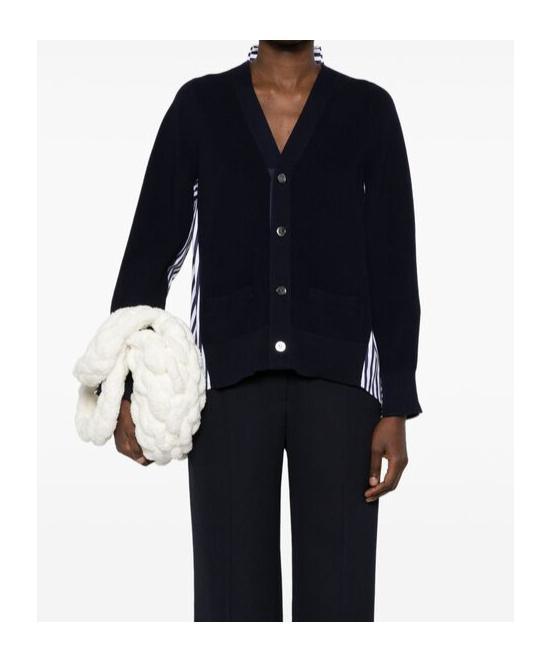 SACAI Spliced Knitted Cardigan In Black Product Image