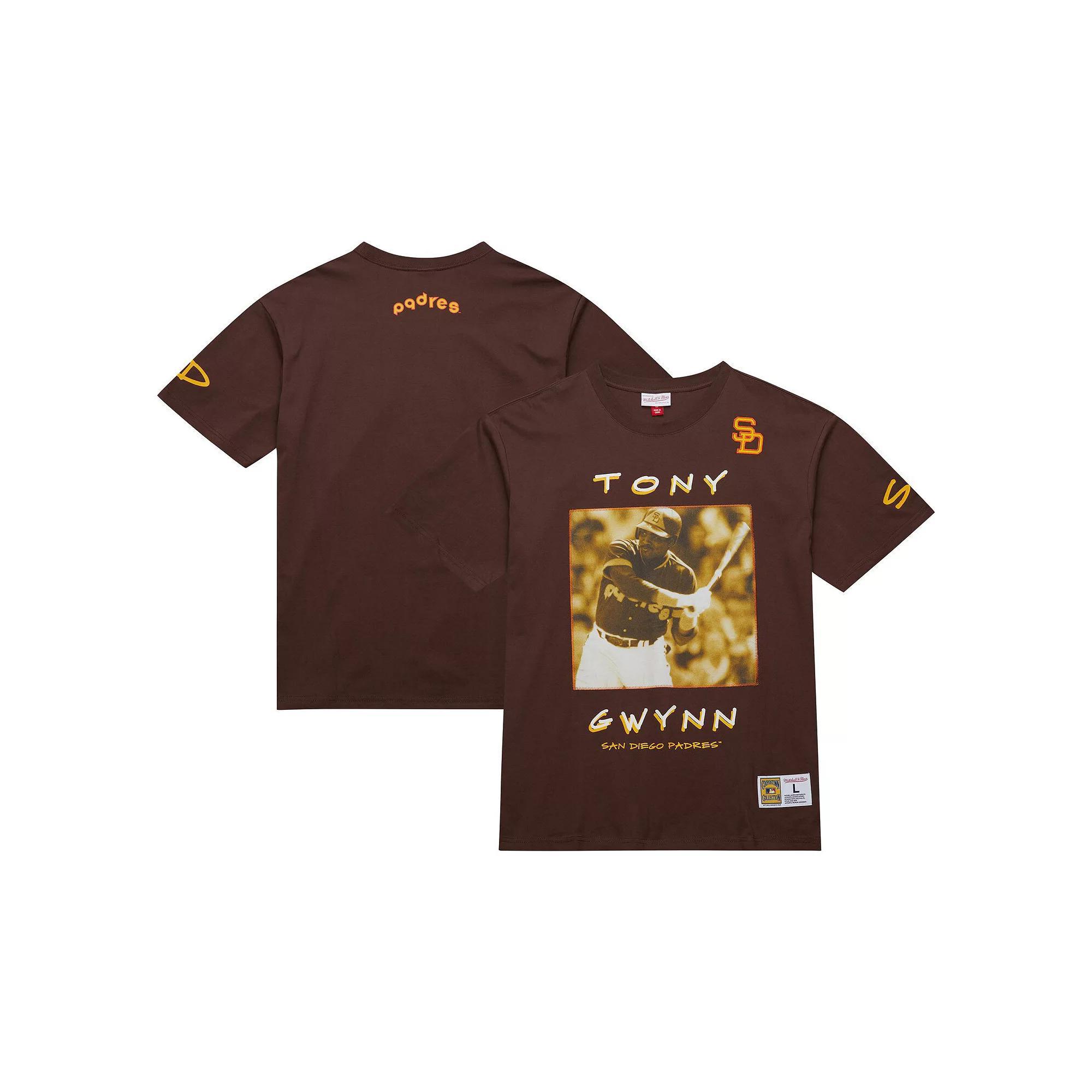 Men's Mitchell & Ness Tony Gwynn Brown San Diego Padres Cooperstown Collection Heavyweight Premium Player Vintage Logo T-Shirt, Size: Large Product Image