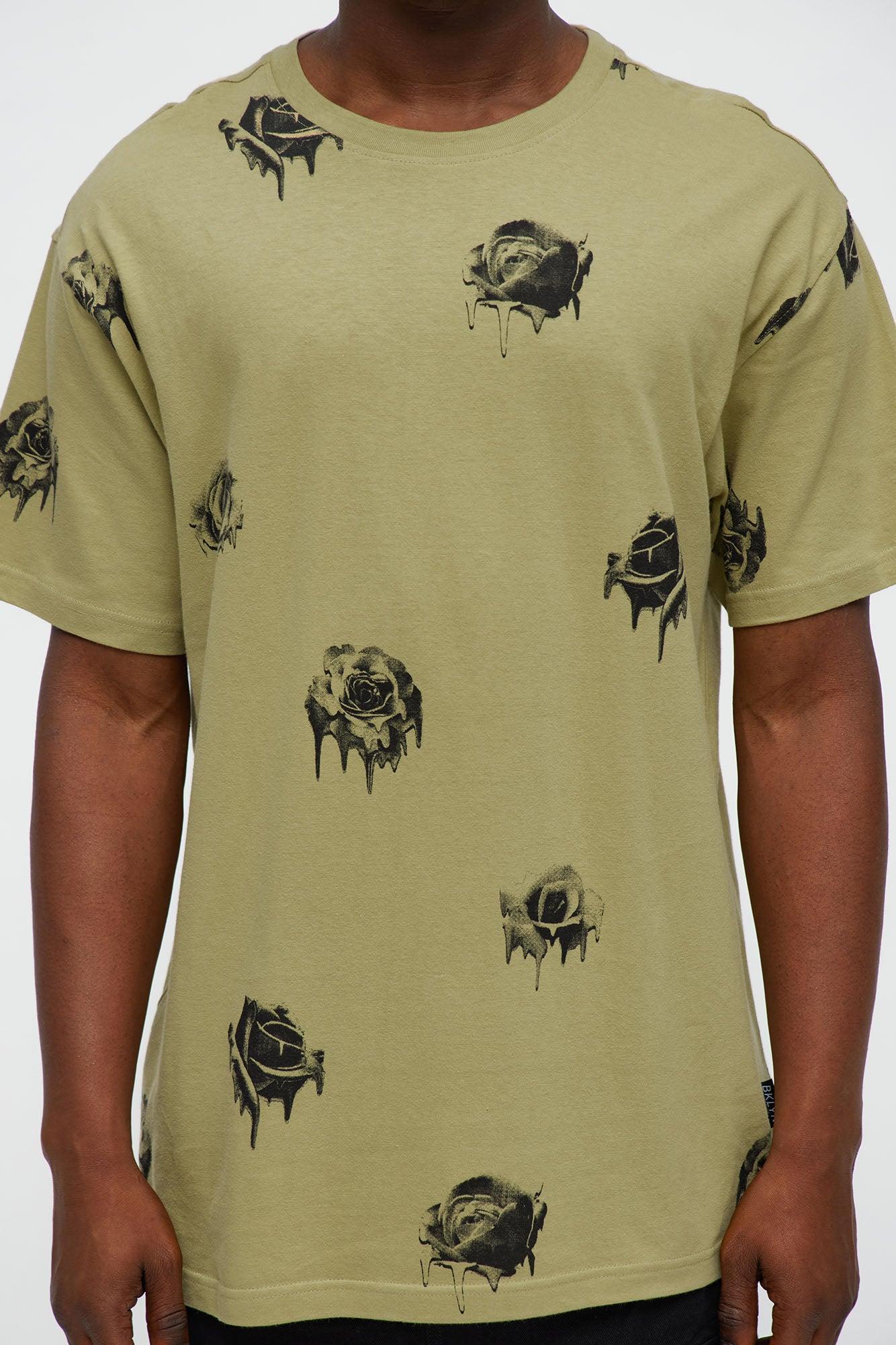 On A Floral Trip Short Sleeve Tee - Olive/combo Product Image
