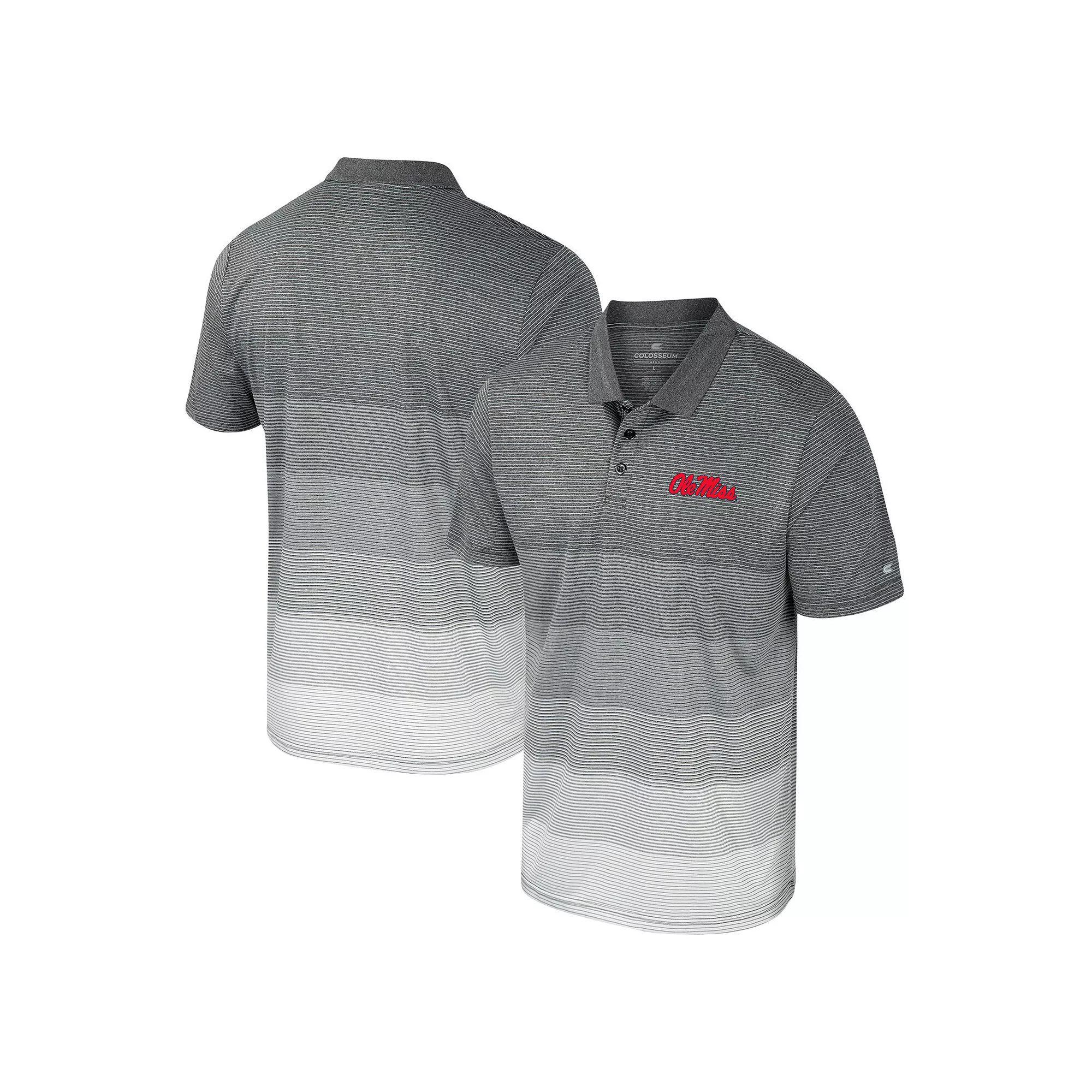 Men's Colosseum Gray Ole Miss Rebels Striped Mesh Polo, Size: Medium, Grey Product Image
