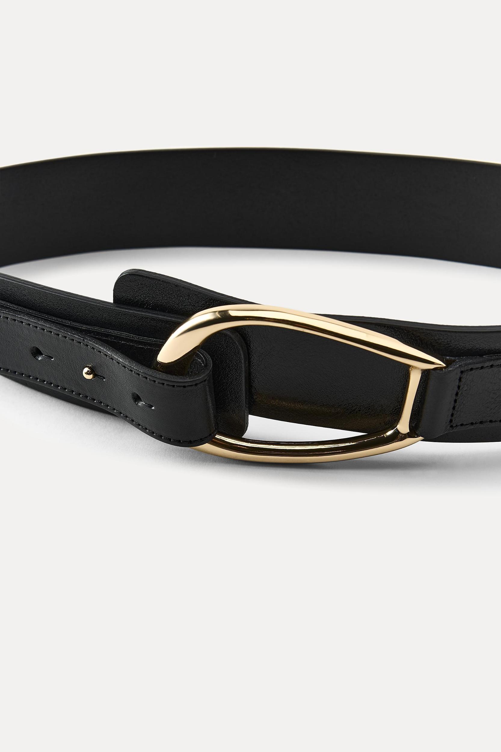 LEATHER SASH BELT WITH OVAL BUCKLE Product Image
