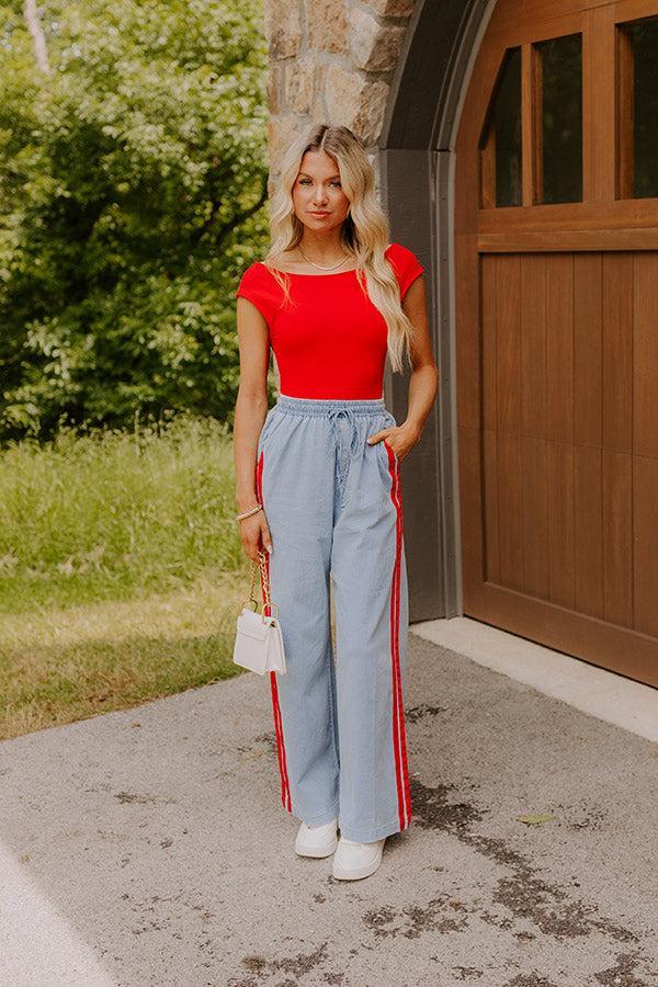The Sofia Midrise Wide Leg Pants in Red Product Image
