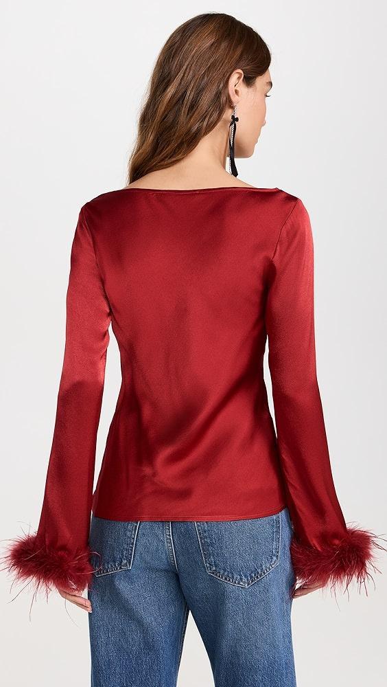 WAYF Cowl Neck Feather Trim Top | Shopbop Product Image