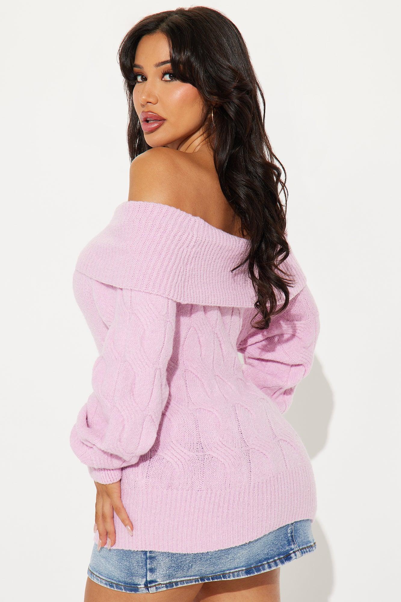 Mila Off Shoulder Sweater - Pink Product Image