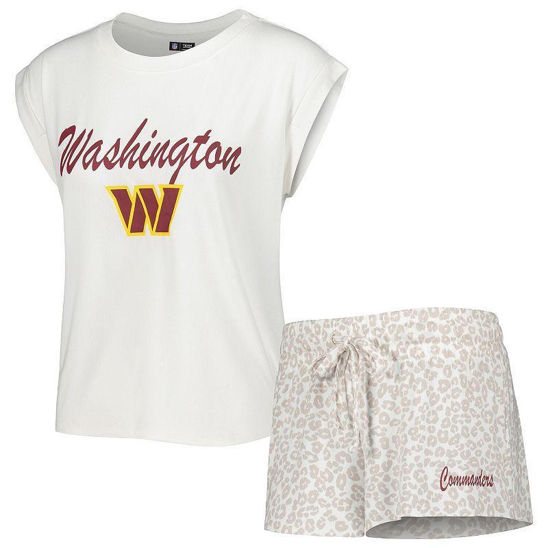 Women's Concepts Sport White/Cream Washington Commanders Montana Knit T-Shirt & Shorts Sleep Set, Size: XL, Wft White Product Image